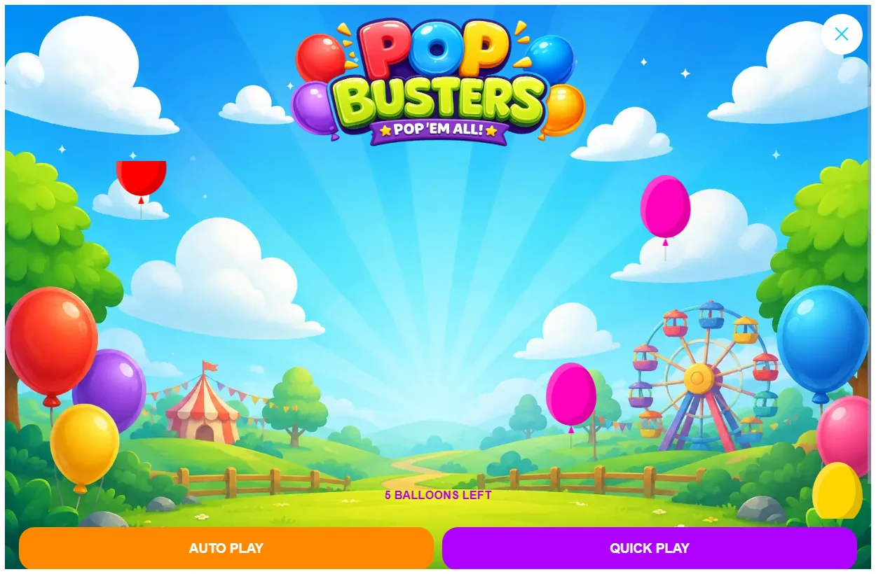 Balloon Pop — Pop Busters, auto-play or quick-play for big ticket counts
