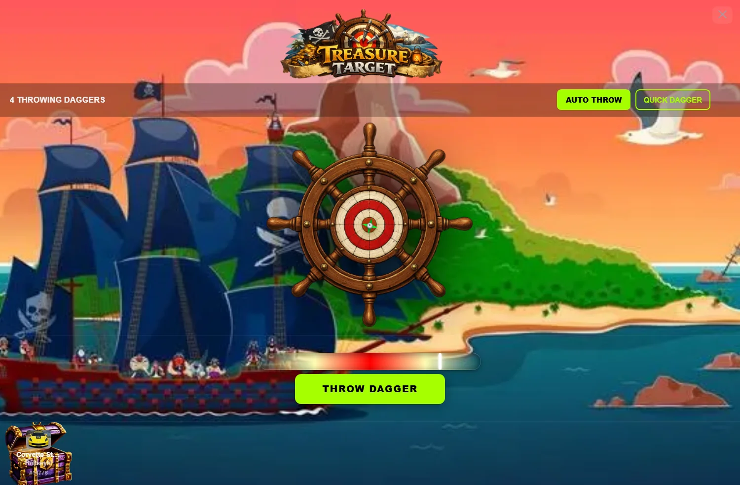 Darts — Treasure Target, thrown from a pirate ship